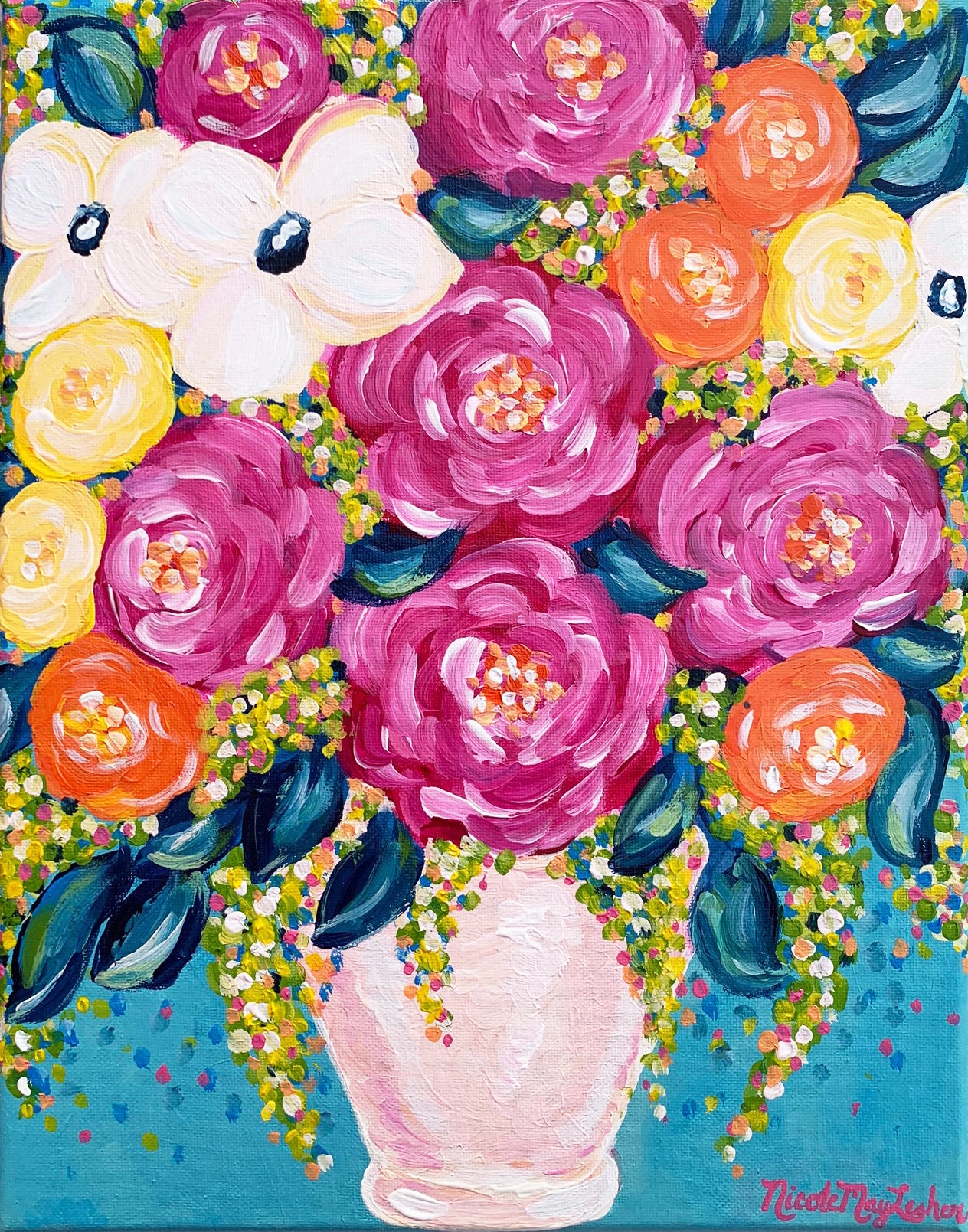 "Morning Gathering" | Original Painting | Colorful Flower Arrangement | Nicole May Lesher