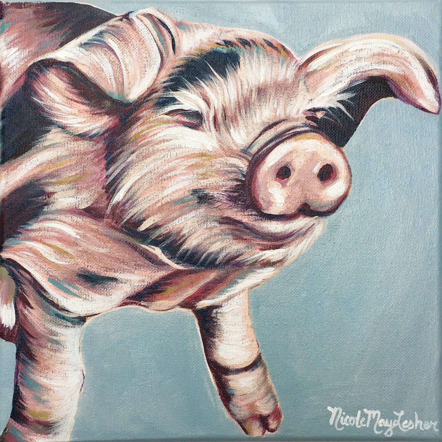 Barnyard Piggy | Fine Art Farmhouse Pig Painting | Nicole May Lesher