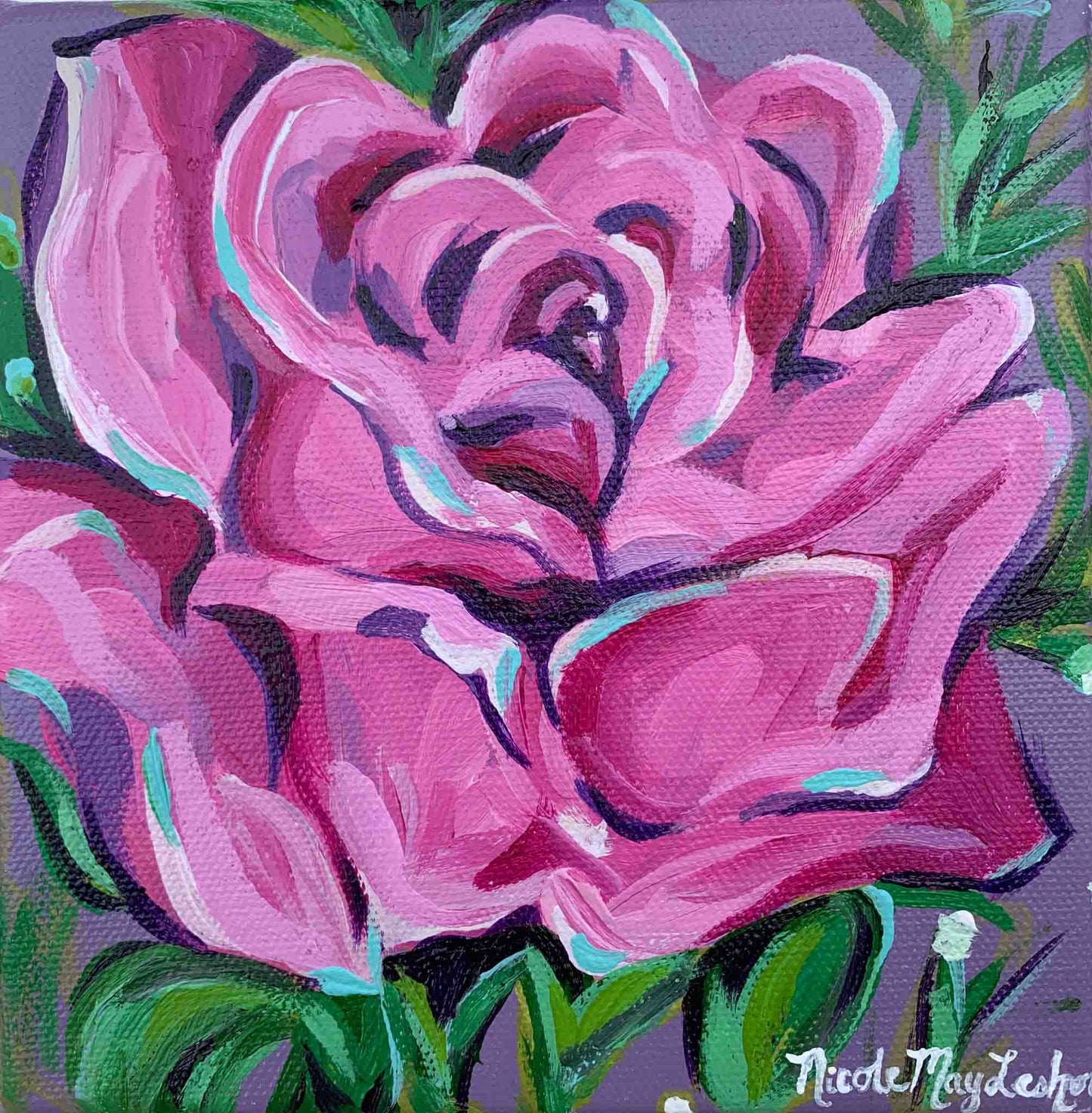 Violet Rose | Mini Flower Painting | Nicole May Lesher