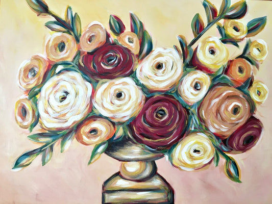 Autumn Centerpiece | Fall Floral Arrangement | Flower Painting | Artist - Nicole May Lesher