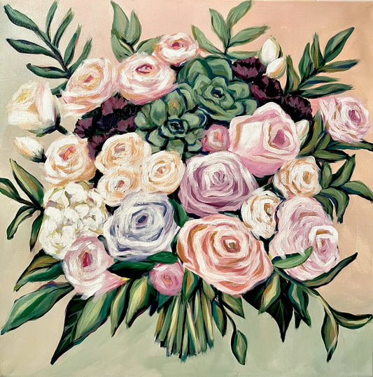 Wedding Bouquet Painting | Custom Commission Art |Nicole May Lesher 