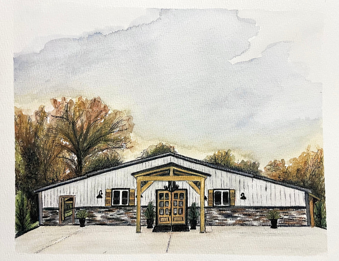 A Wedding Venue Painting by Artist Nicole May Lesher Original Watercolor Painting