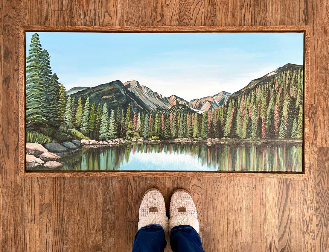 Take Me To The Mountains_Original Custom Painting of Longs Peak View from Bear Lake in Colorado_Painting by Nicole May Lesher