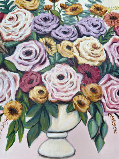 NicoleMayLesher.com 
Acrylic colorful floral painting arrangement for home decor 