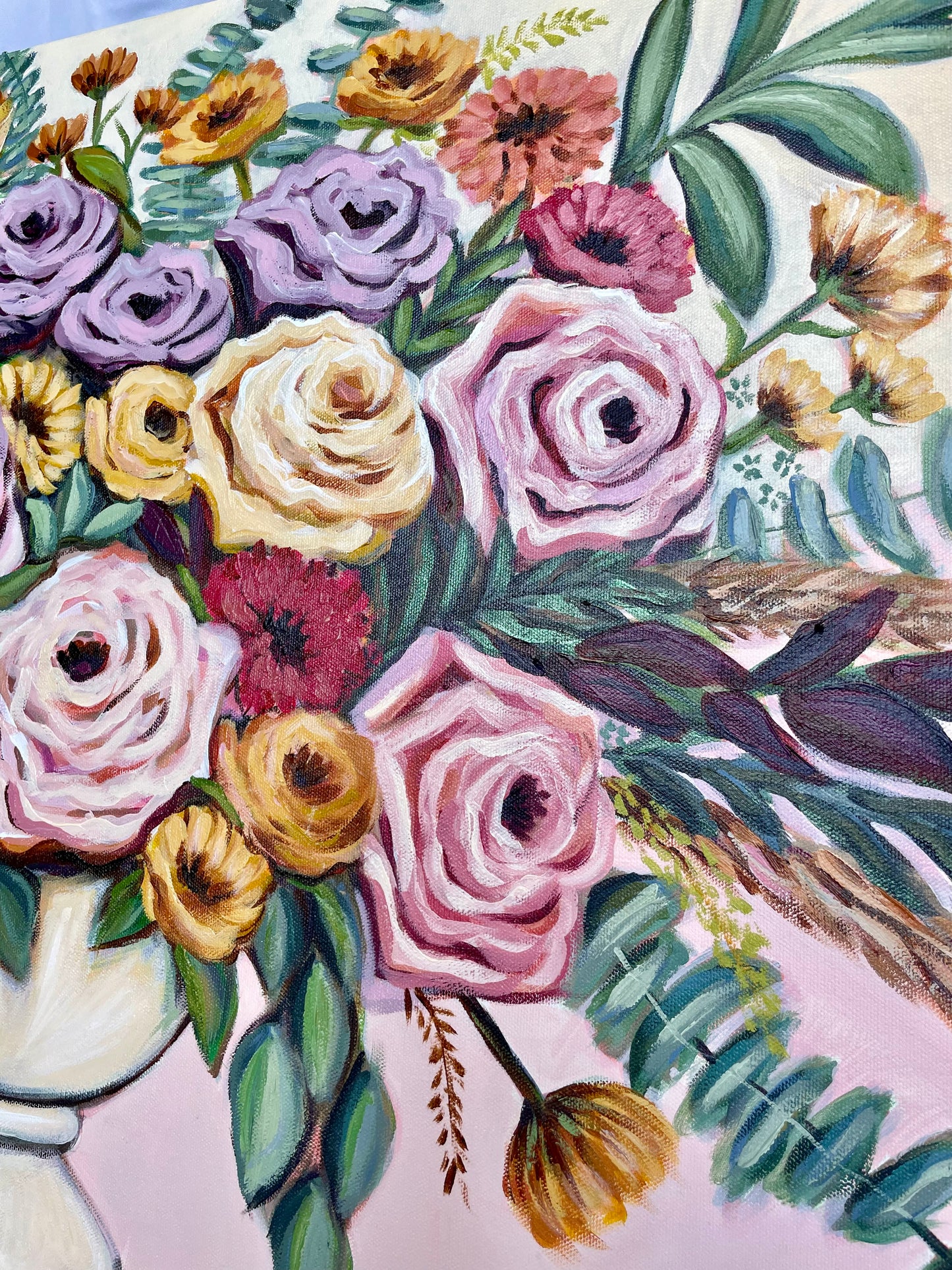 NicoleMayLesher.com 
Acrylic colorful floral painting arrangement for home decor By Nicole May Lesher 