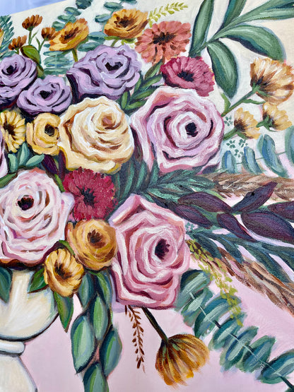 NicoleMayLesher.com 
Acrylic colorful floral painting arrangement for home decor By Nicole May Lesher 