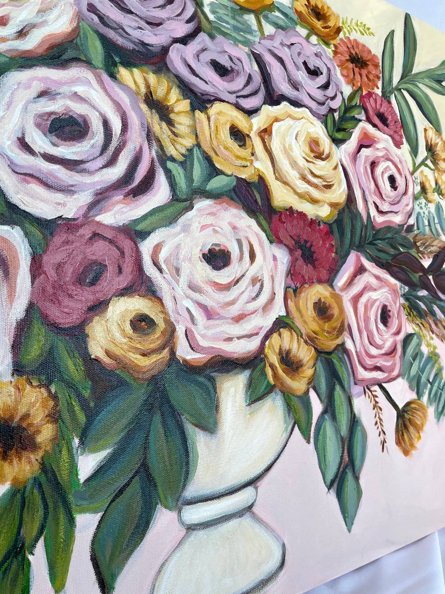 NicoleMayLesher.com 
Acrylic colorful floral painting arrangement for home decor 