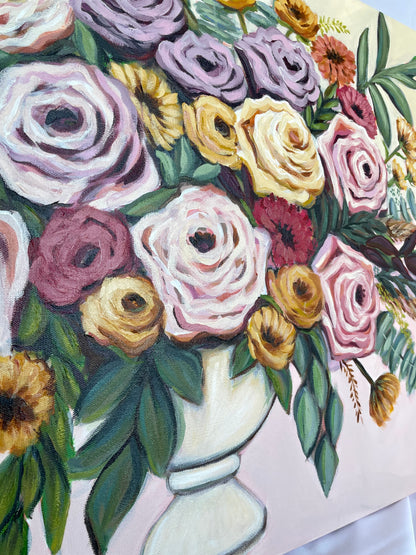 NicoleMayLesher.com 
Acrylic colorful floral painting arrangement for home decor 