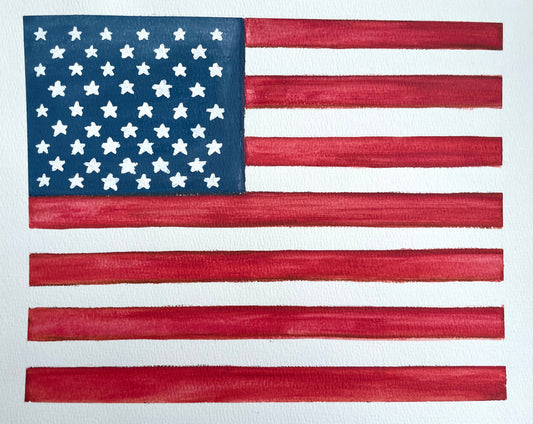Red white and blue American United States of America Flag Painting Home Decor for Memorial Day and 4th of July Watercolor on Paper  