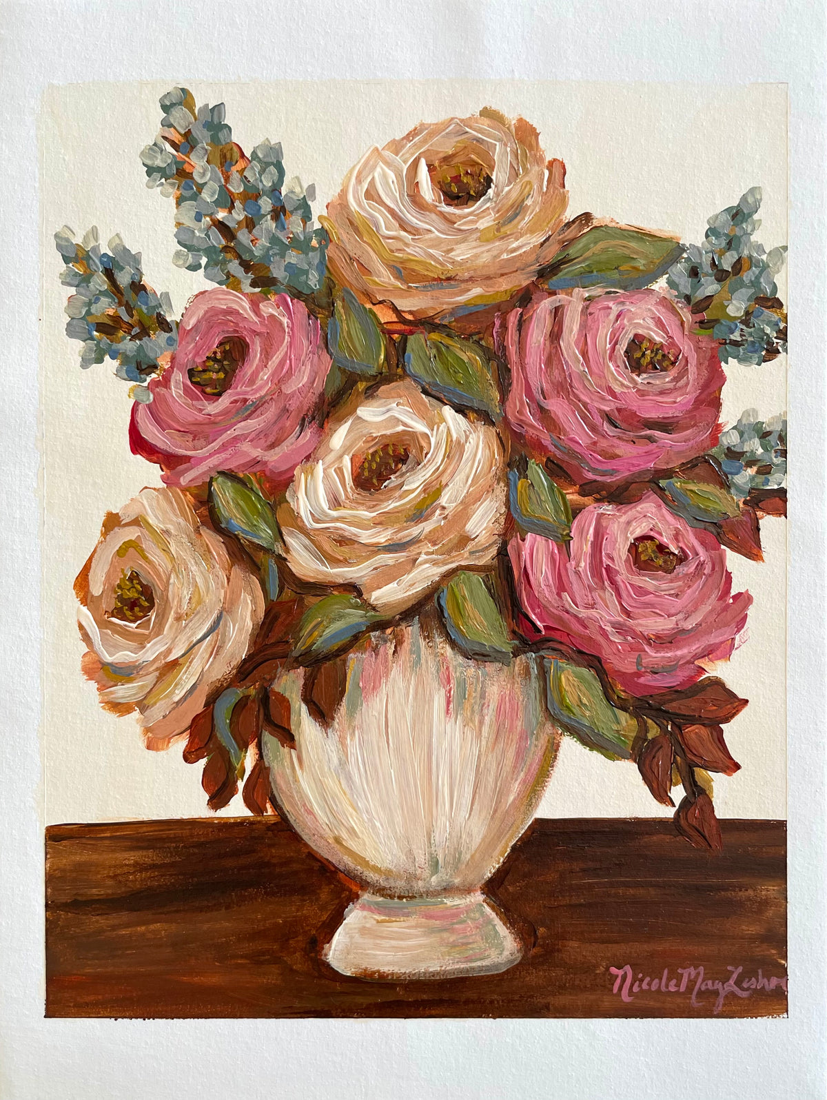 2 PINK & CREAM FLORAL