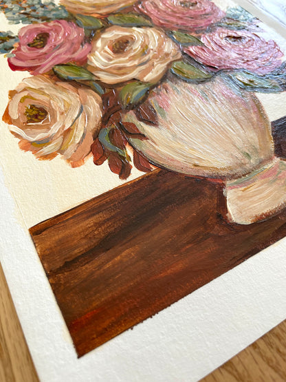 2 PINK & CREAM FLORAL