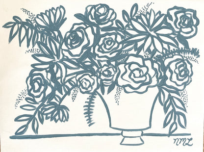 Dusty Blue Floral Sketch No. 4