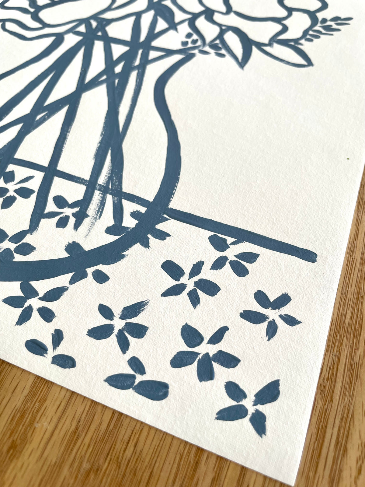Dusty Blue Floral Sketch No. 3