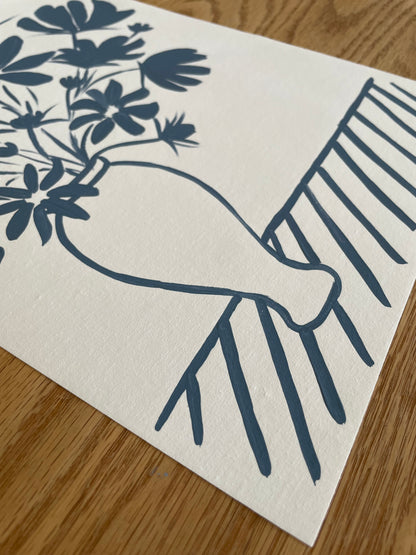 Dusty Blue Floral Sketch No. 2