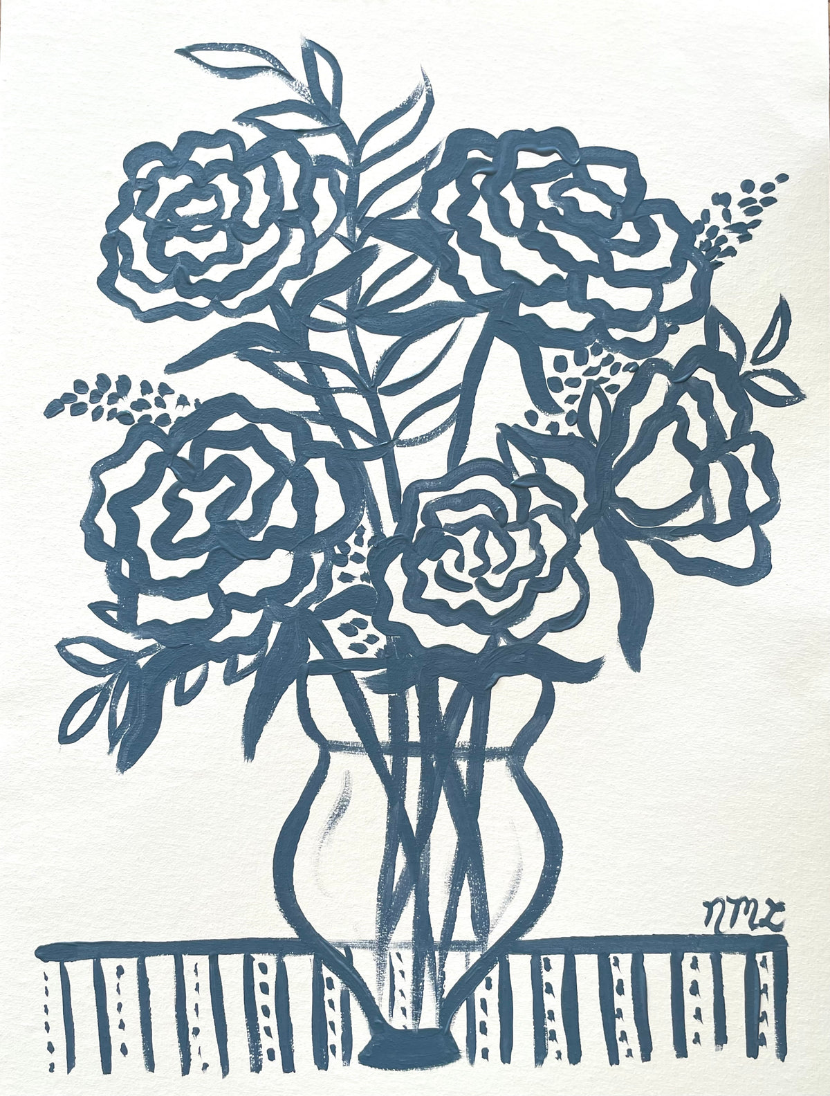 Dusty Blue Floral Sketch No. 1