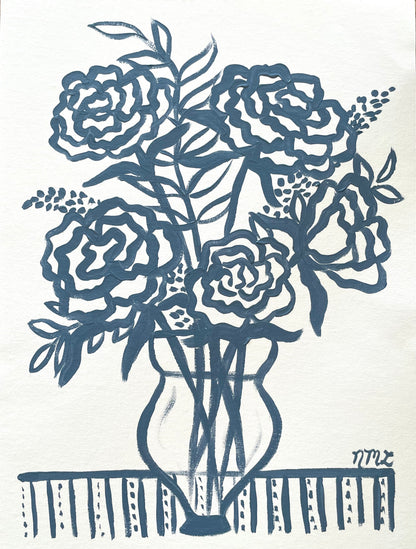 Dusty Blue Floral Sketch No. 1
