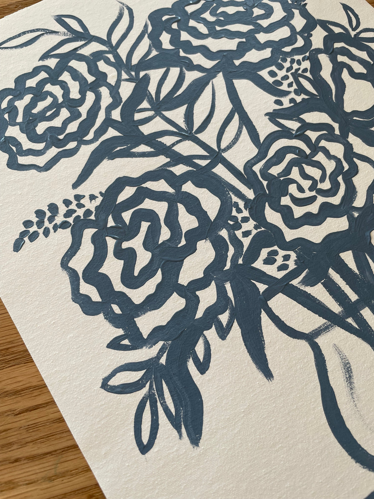 Dusty Blue Floral Sketch No. 1