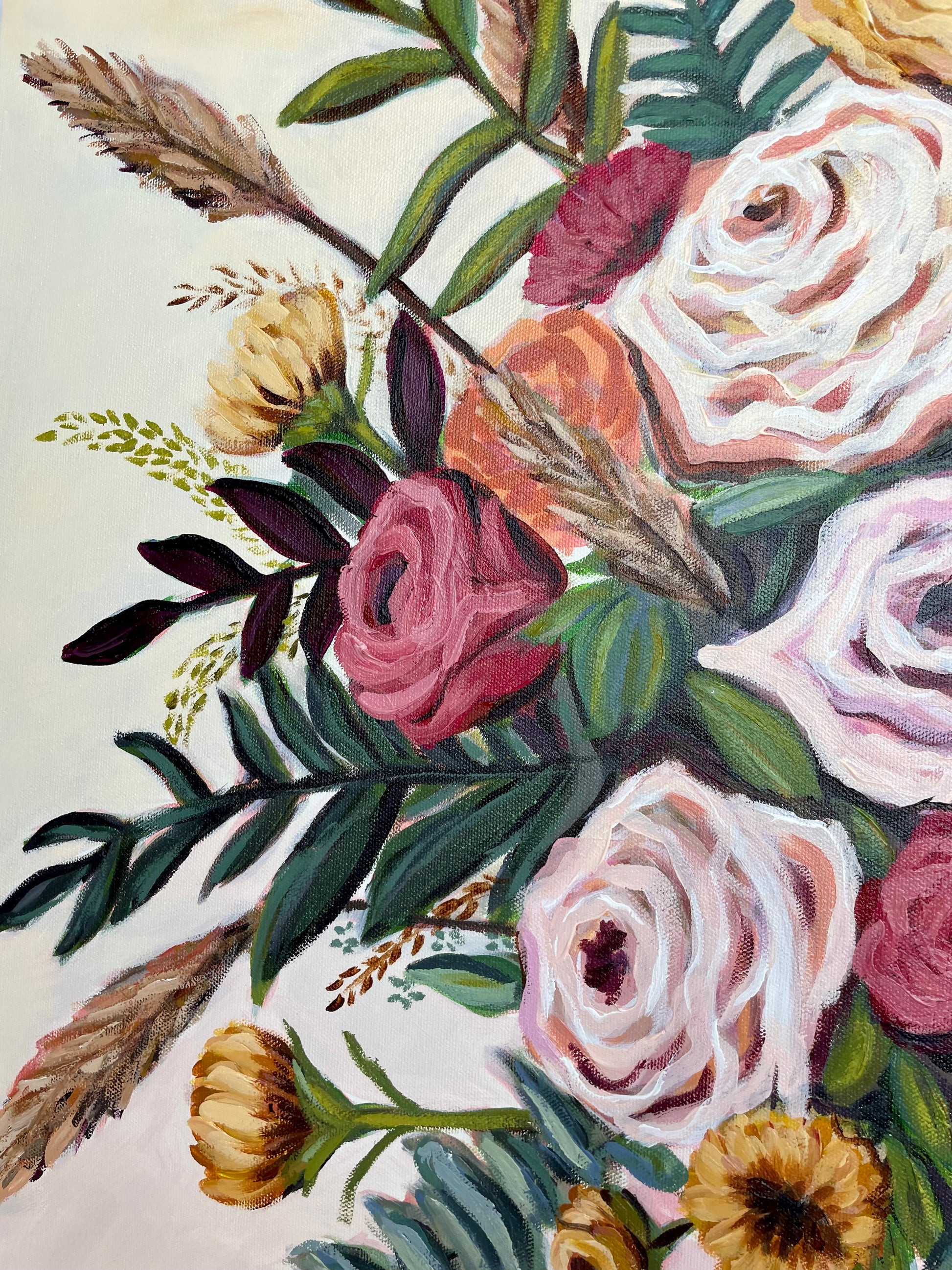 NicoleMayLesher.com 
Acrylic colorful floral painting arrangement for home decor 