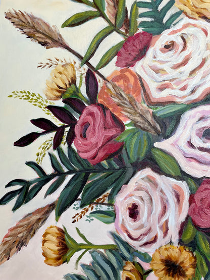 NicoleMayLesher.com 
Acrylic colorful floral painting arrangement for home decor 