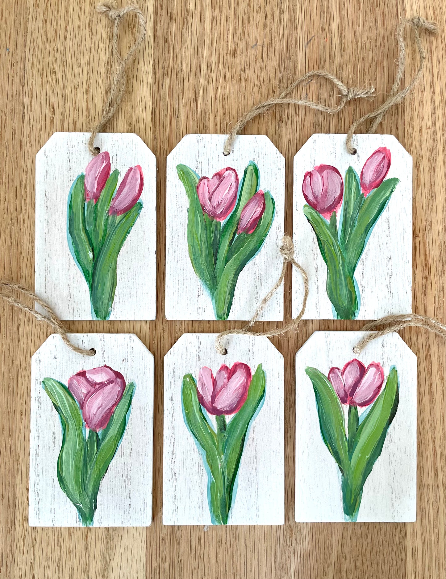 Pink Tulip Gift Tags by Artist Nicole May Lesher