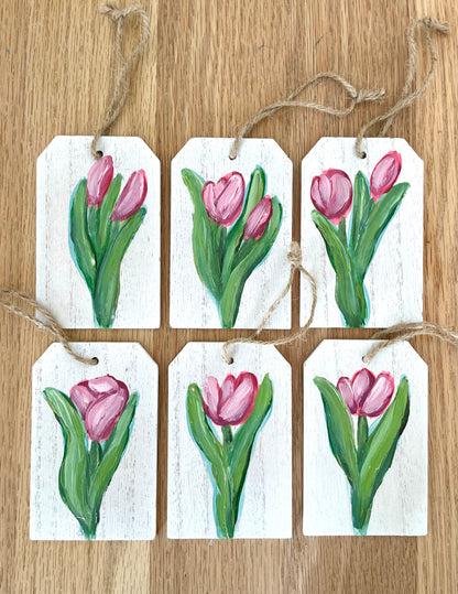 Pink Tulip Gift Tags by Artist Nicole May Lesher