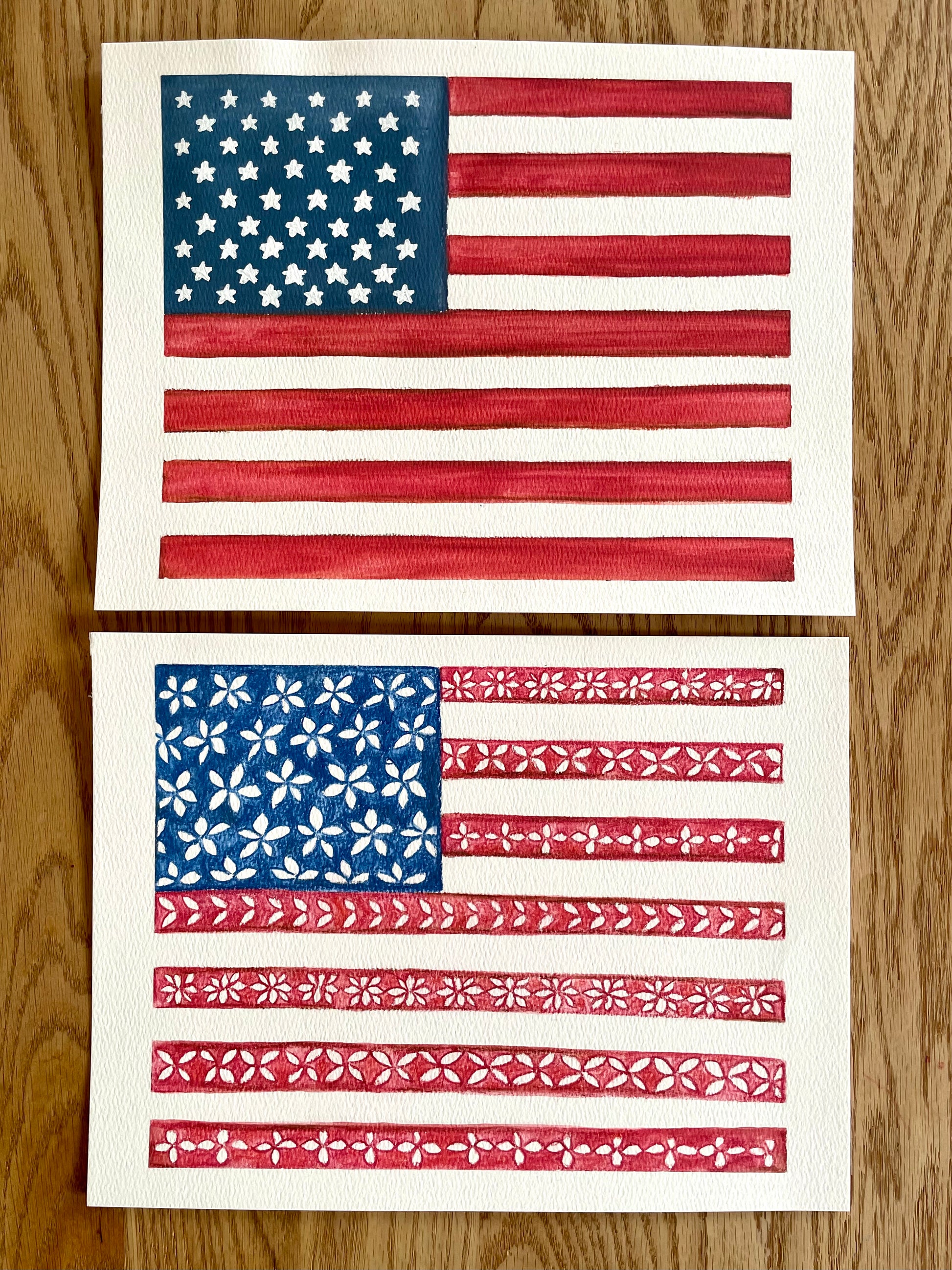Red white and blue American United States of America Flag Painting Home Decor for Memorial Day and 4th of July Watercolor on Paper  250th Anniversary