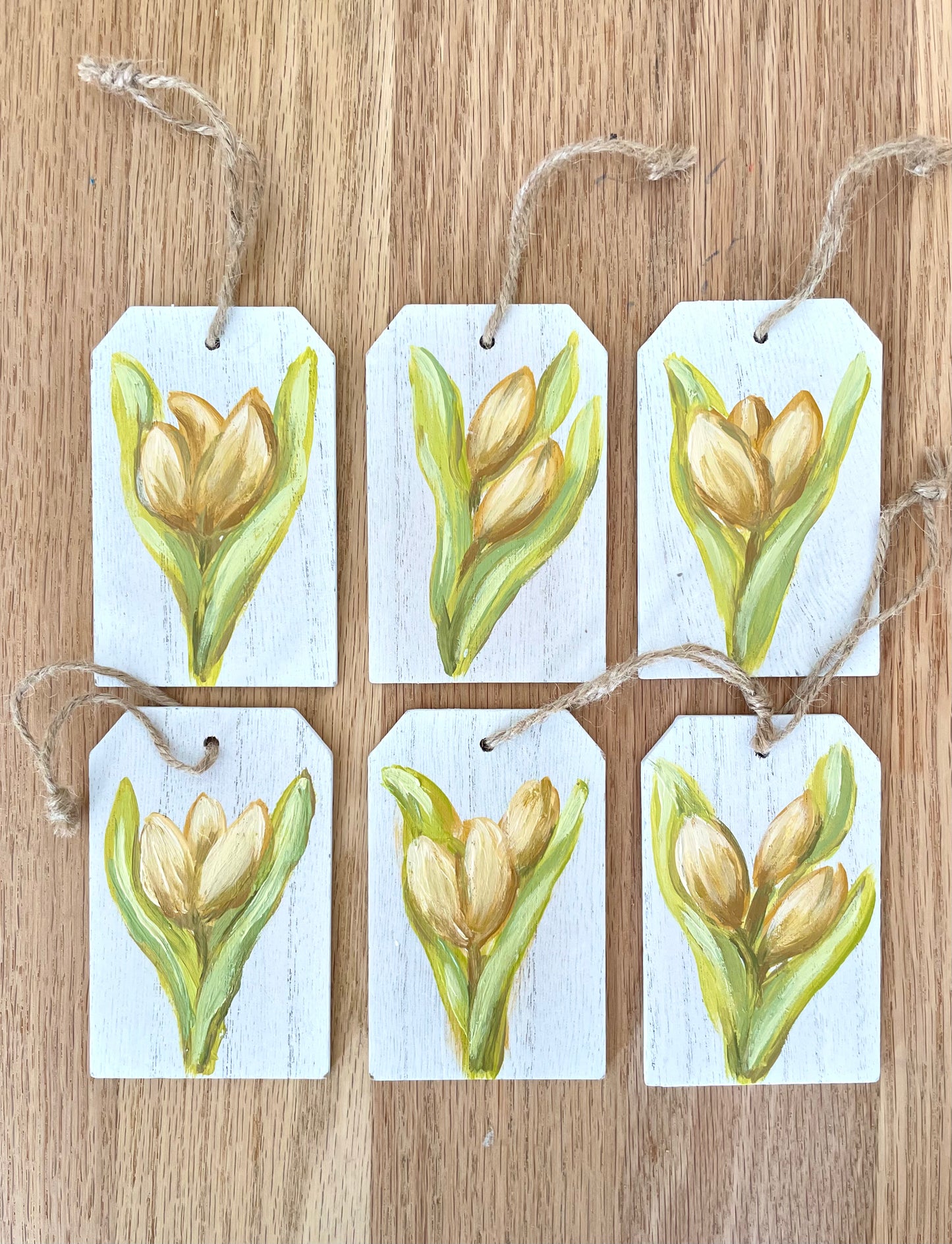 Yellow Tulip Gift Tags by Artist Nicole May Lesher_Hand Painted