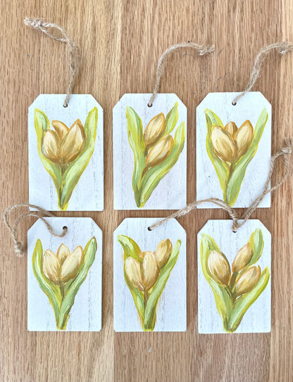 Yellow Tulip Gift Tags by Artist Nicole May Lesher_Hand Painted