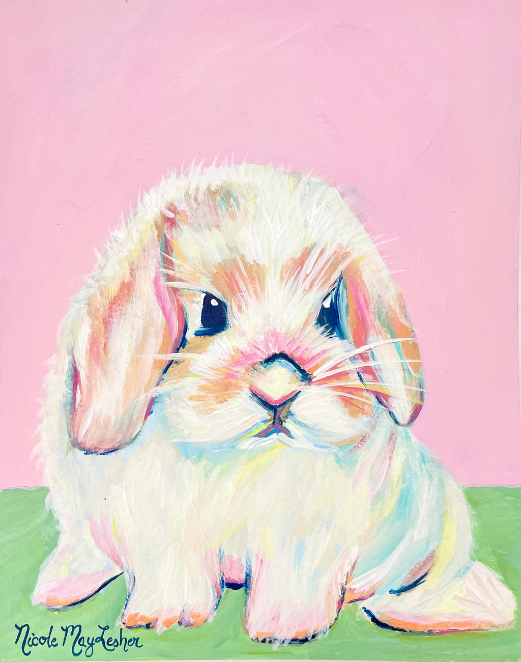 Flopsy | Original Acrylic Bunny Painting on Paper | Nicole May Lesher 
