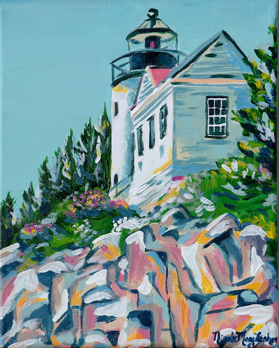 Cliffside Lighthouse | Nicole May Lesher | Fine Art Acrylic Painting