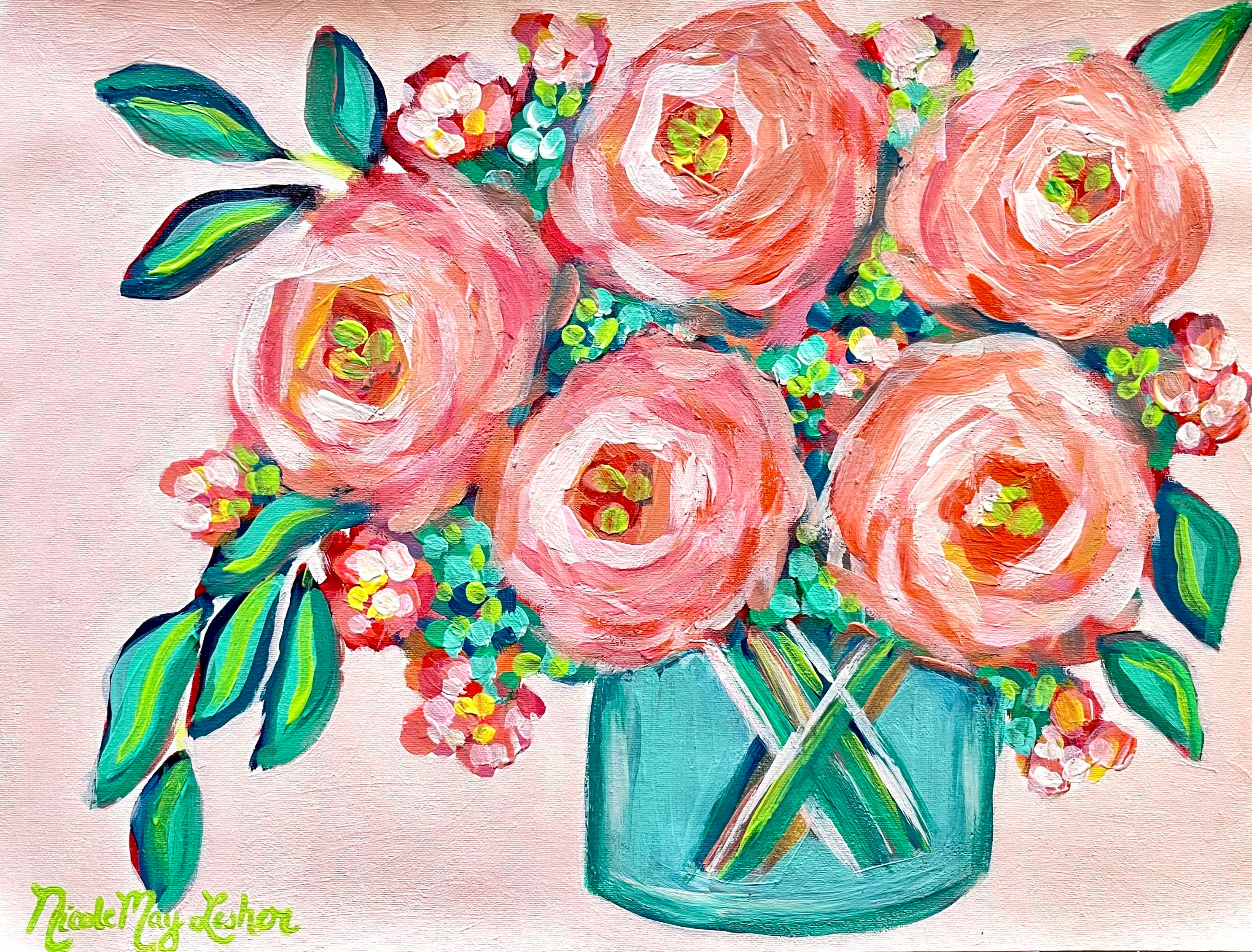 May Day | Original Acrylic Painting Flower on Paper | Nicole May Lesher 