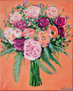 Mango Tango | Orange Flower Bouquet Painting | Fine Art Acrylic Painting | Nicole May Lesher