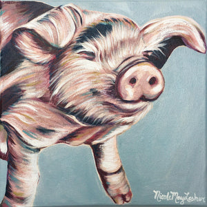 Barnyard Piggy | Fine Art Farmhouse Pig Painting | Nicole May Lesher