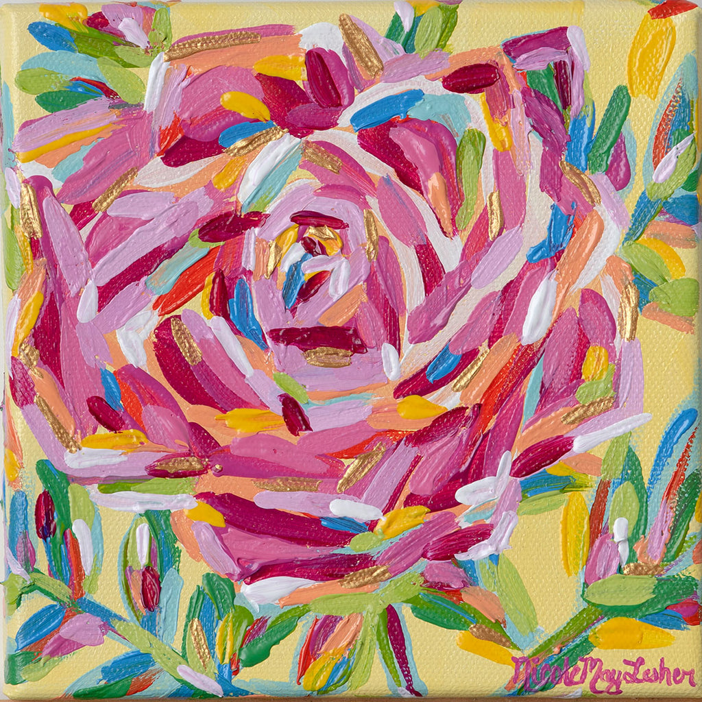Rainbow Sprinkles | Colorful Flower Painting | Mini Canvas Art | Nicole May Lesher