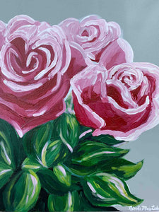 Raspberry Rose | Flower Painting on Canvas | Nicole May Lesher