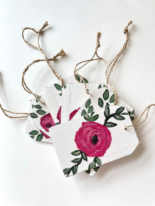 Red Floral Gift Tags