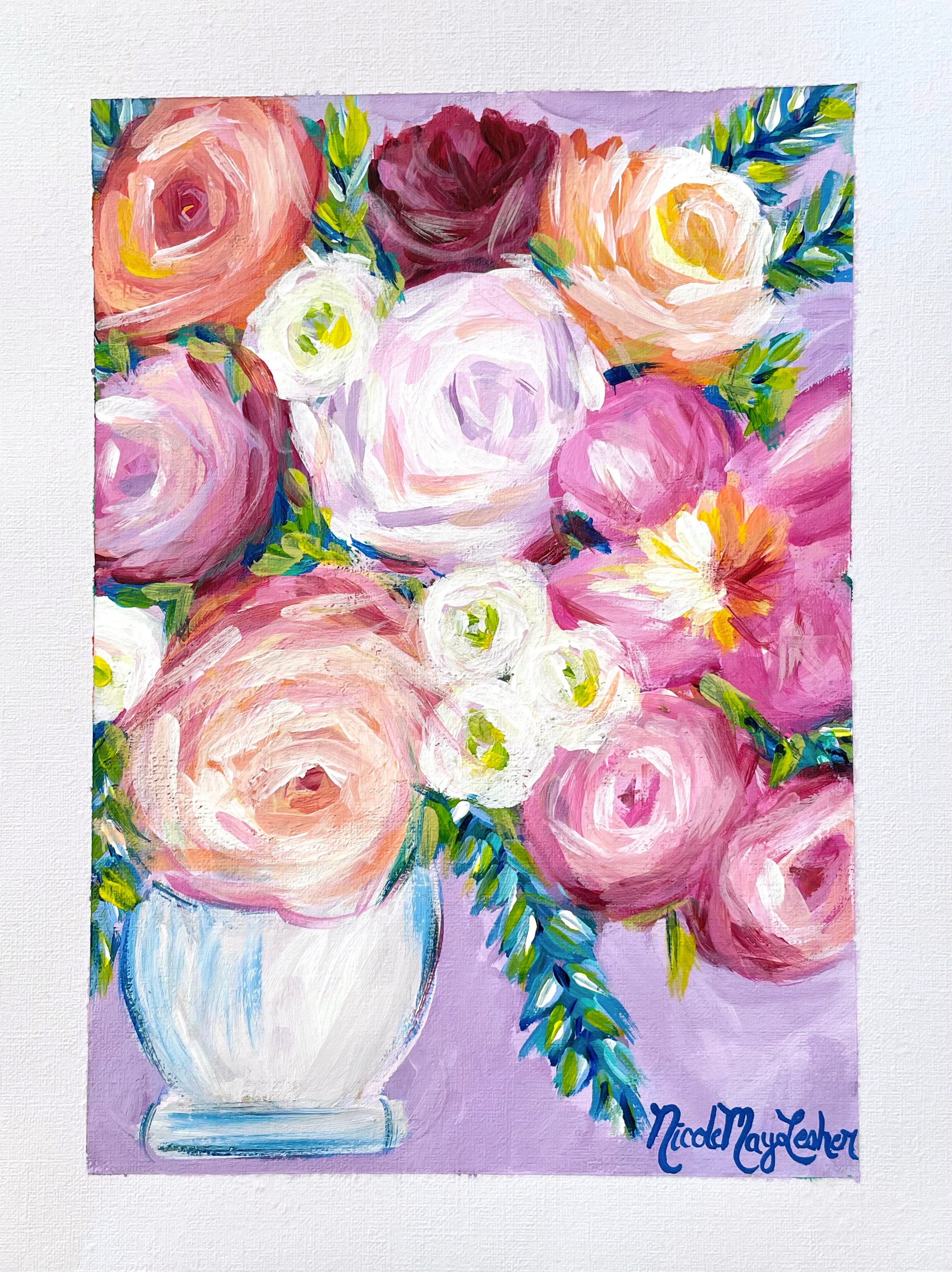 Romance Blossoms | Nicole May Lesher | Original Flower Painting on Paper
