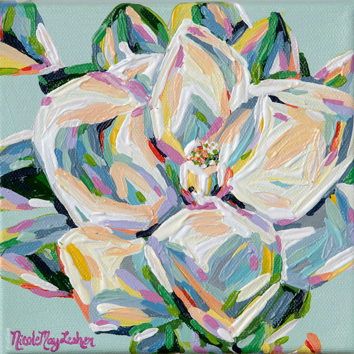 Spring Magnolia | Colorful Pastel Flower Painting | Nicole May Lesher