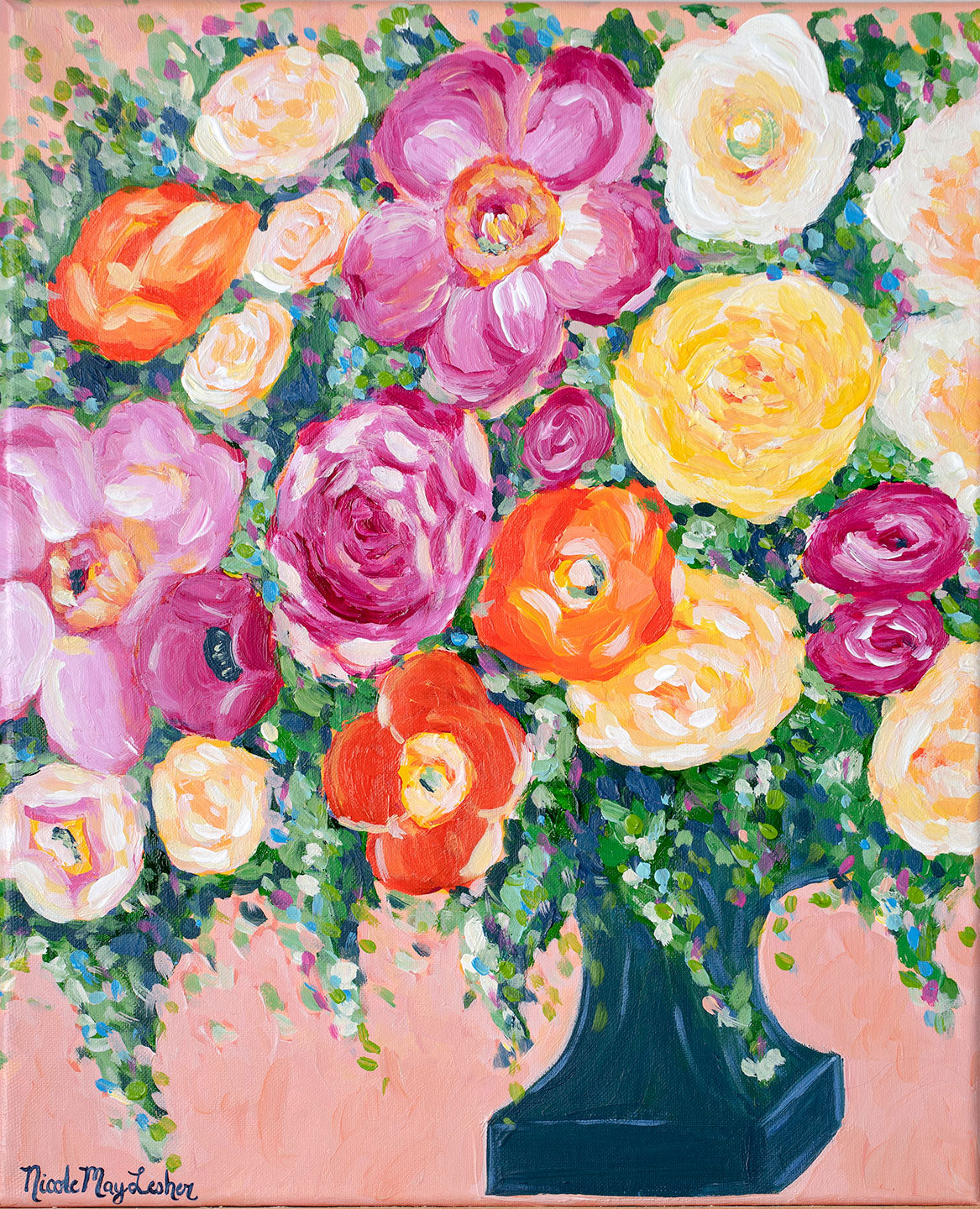 Sunday Brunch | Flower Arrangement Colorful Painting | Nicole May Lesher