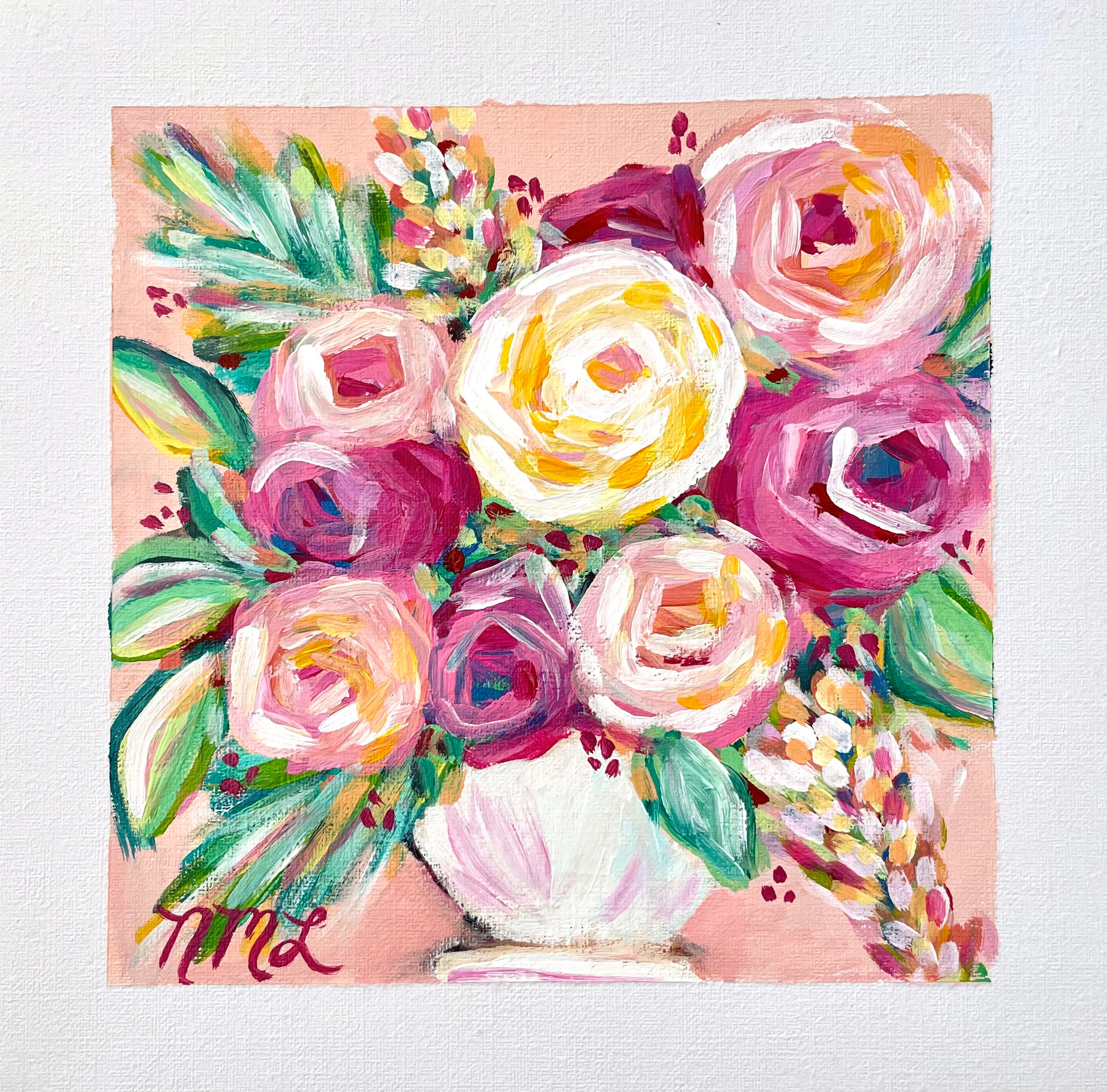 Time For Tea | Nicole May Lesher | Original Fine Art Flower Painting on Paper 